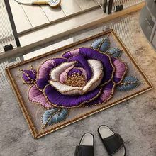 跨境temu新款欧式古典花卉地垫浴室吸水速干卫生间防滑耐脏脚垫