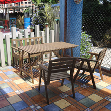 4H简易休闲实木桌椅子室内阳台户外桌餐桌饭桌实木方形桌子防腐批