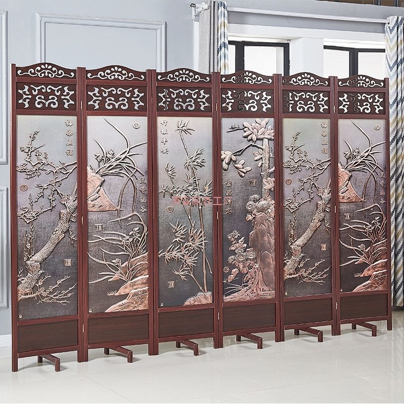 Solid Wood Screen Partition Folding Living Room Bedroom Hotel Mobile Room Chinese Modern Simple Folding Screen Entrance