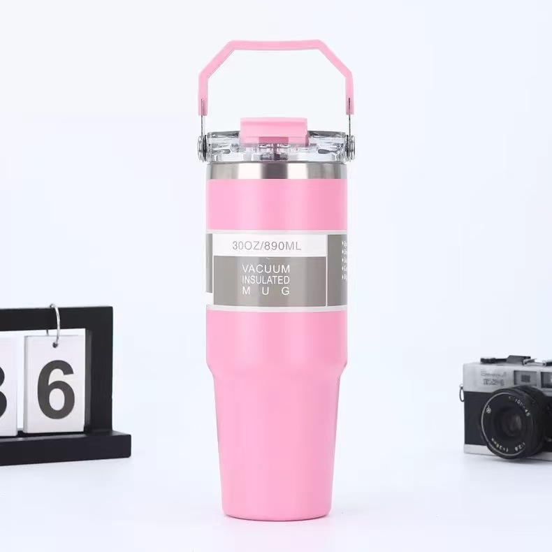 東南アジアアメリカンスタイル 20oz30oz カーカップポータブルシングルおよびダブルドリンク透明カバーアイスバ 304 ステンレス鋼魔法瓶カップ|undefined