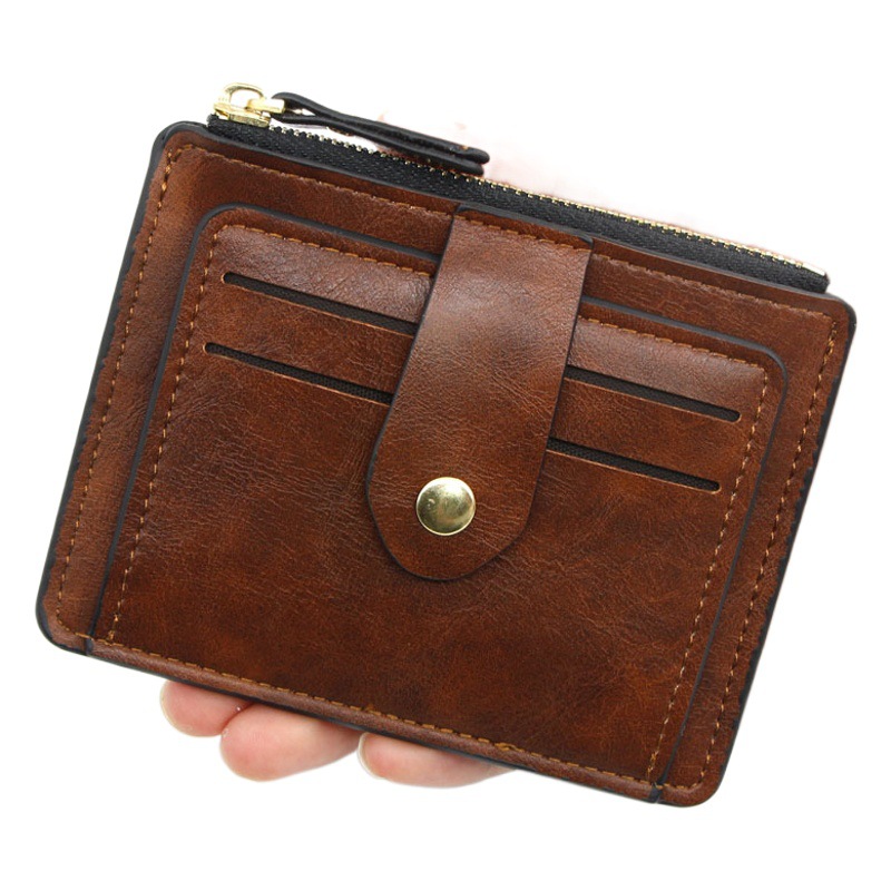 Pequeña hebilla titular de la tarjeta billetera de las mujeres corto ultrafino mini titular de la tarjeta de licencia de conducir titular de la tarjeta de crédito