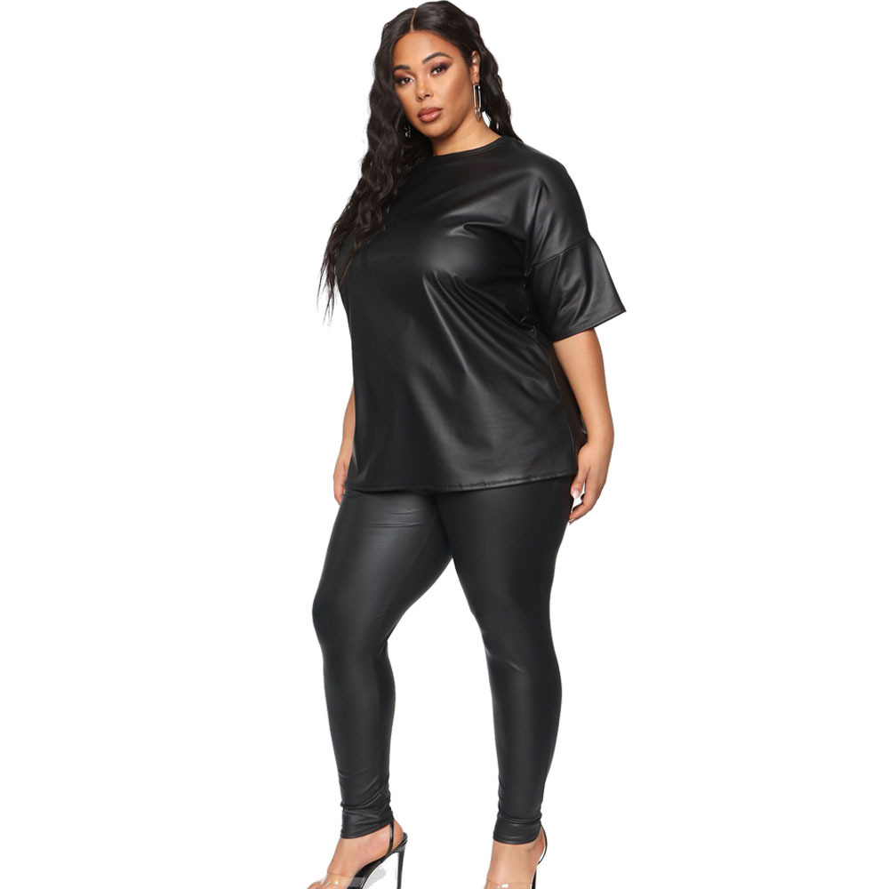 Faux Leather two piece legging and top set - luxiaa, faux leather top faux leather top outfit faux leather top outfit street styles faux leather pants and top