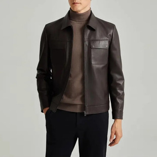 Haining Nuofeng Source Factory Lei Jun Leather Jacket Same Style 2025 Spring New Genuine Leather Jacket Retro Men's Jacket