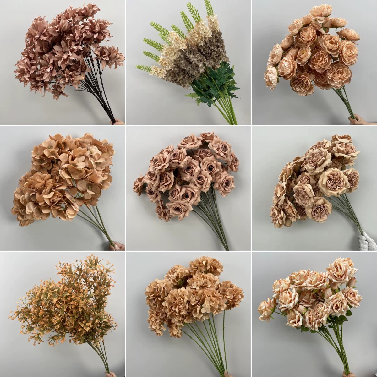 Wedding Caramel-Colored Artificial Flowers, Vintage Autumn-Colore