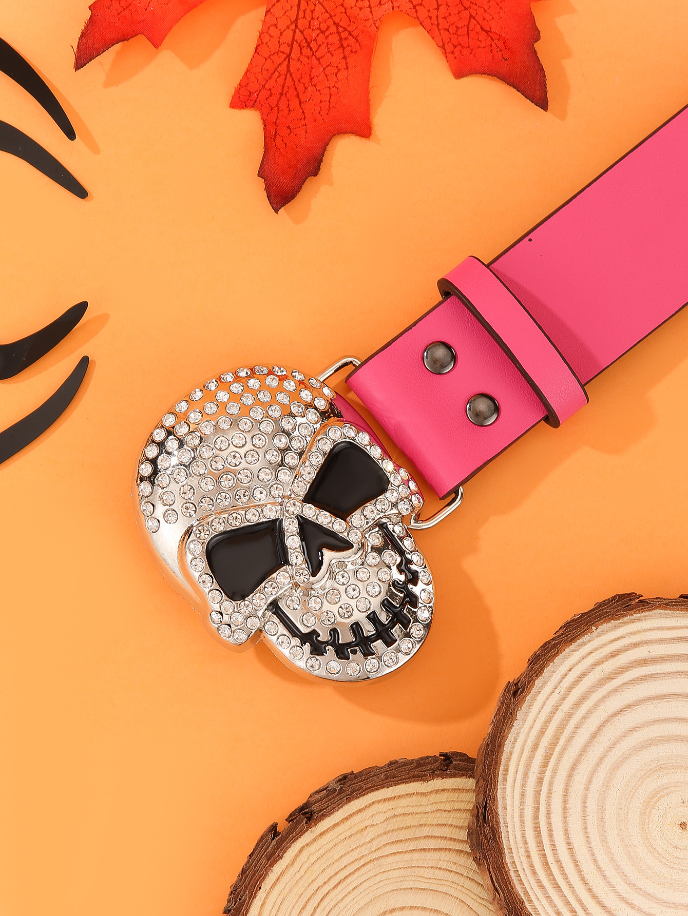 Hip-Hop Punk Skull Pu Leather Alloy Inlay Rhinestones Unisex Leather Belts display picture 5