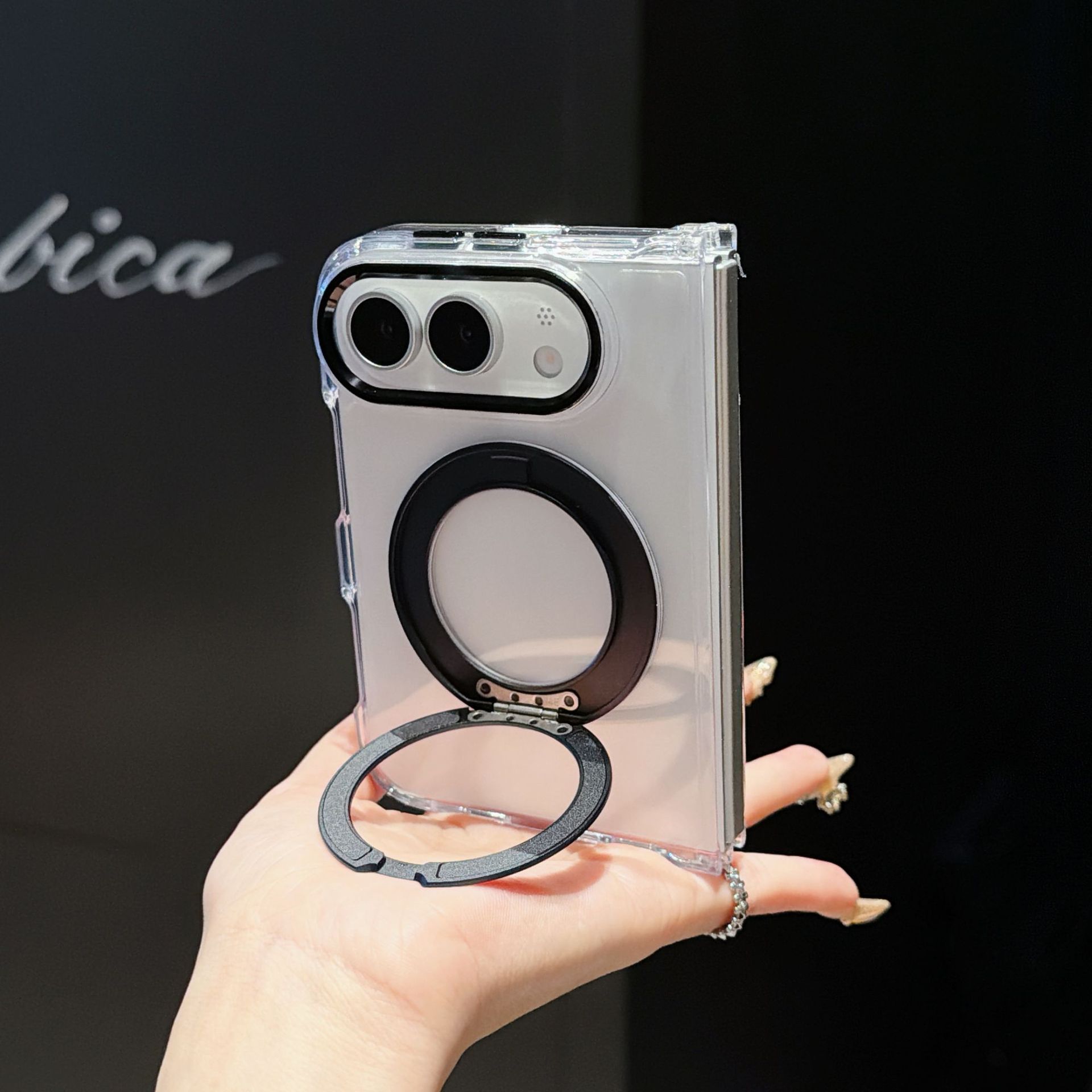Funda para iPhone con Soporte Magnético para iPhone Duo Acrílico Giratorio de 360 Grados Anti-Caídas