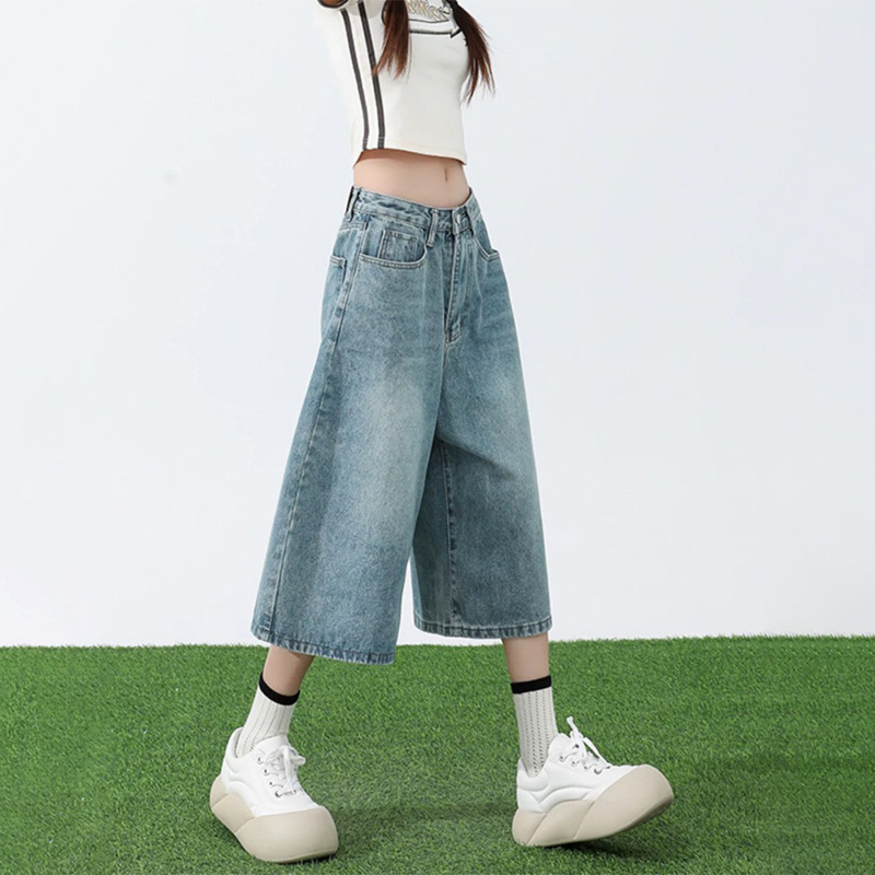 High-Waisted Wide-Leg Cropped Jeans for Women 2026 Summer Loose Fit Petite Super Trendy Stylish Versatile 7/8 Pants High-Waisted Wide-Leg Cropped Jeans for Women 2026 Summer Loose Fit Petite Super Trendy Stylish Versatile 7/8 Pants