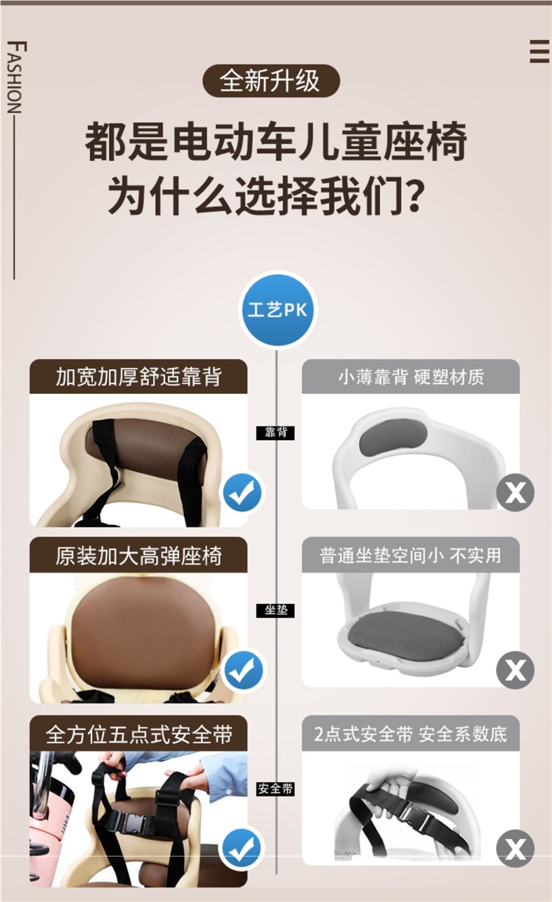 Electric Vehicle Child Seat Front Baby Child Baby Seat Battery Car Scooter Motorcycle Seat Safety