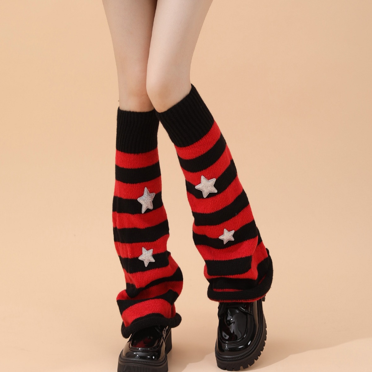 Nuevos calcetines japoneses JK de mujer calcetines largos de acrílico de becerro versión de estrella de cinco puntas chica caliente calcetines de pila de moda