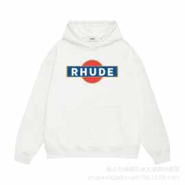 潮牌Rhude时尚休闲连帽卫衣男女情侣街头红圆蓝方印花