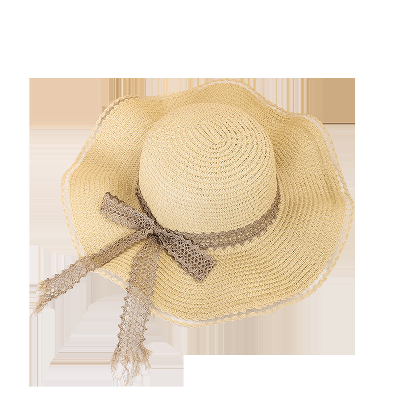 Sombrero de Paja con Borde Ondulado, Papiro, Protección Solar, para Playa image 5