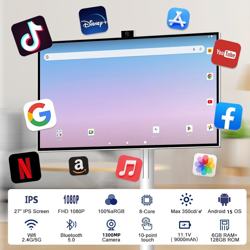 27inch シンセティックスクリーンモバイルテレビ屋外垂直スマートスクリーンディスプレイ広告機タッチオールインワンガールフレンドマシン|undefined