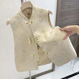 春季国风新盘夏款新马甲2026年女马马甲扣气质中式中式织锦夹外套