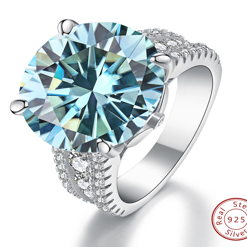 Anillo de diamante de mosan de 10 quilates transfronterizo de color D para mujeres s925 plata esterlina platino 950 anillo de diamante de lujo