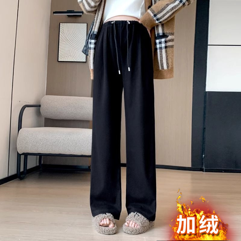 无托腹孕妇裤子春秋外穿秋冬新款抽绳不勒肚子孕期直筒阔腿裤大码|undefined