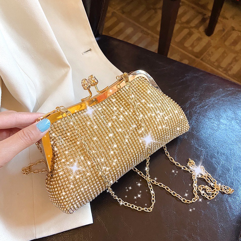 Niche Rhinestone Mini Bag Amazon Best-Seller Women's Handheld Mesh Diamond Evening Bag Sparkling Diamond Party Dress Bag - Thumbnail 2