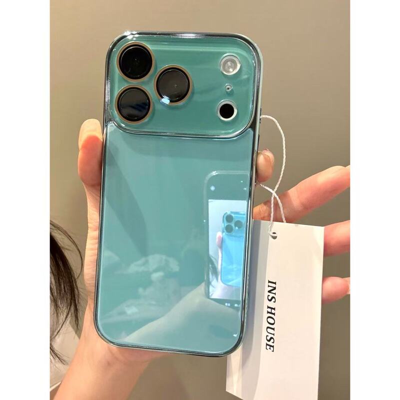 Korean Ins High-End Emerald Green Electroplating Suitable for Iphone17Promax Apple 16 Mobile Phone Case 15 New Style