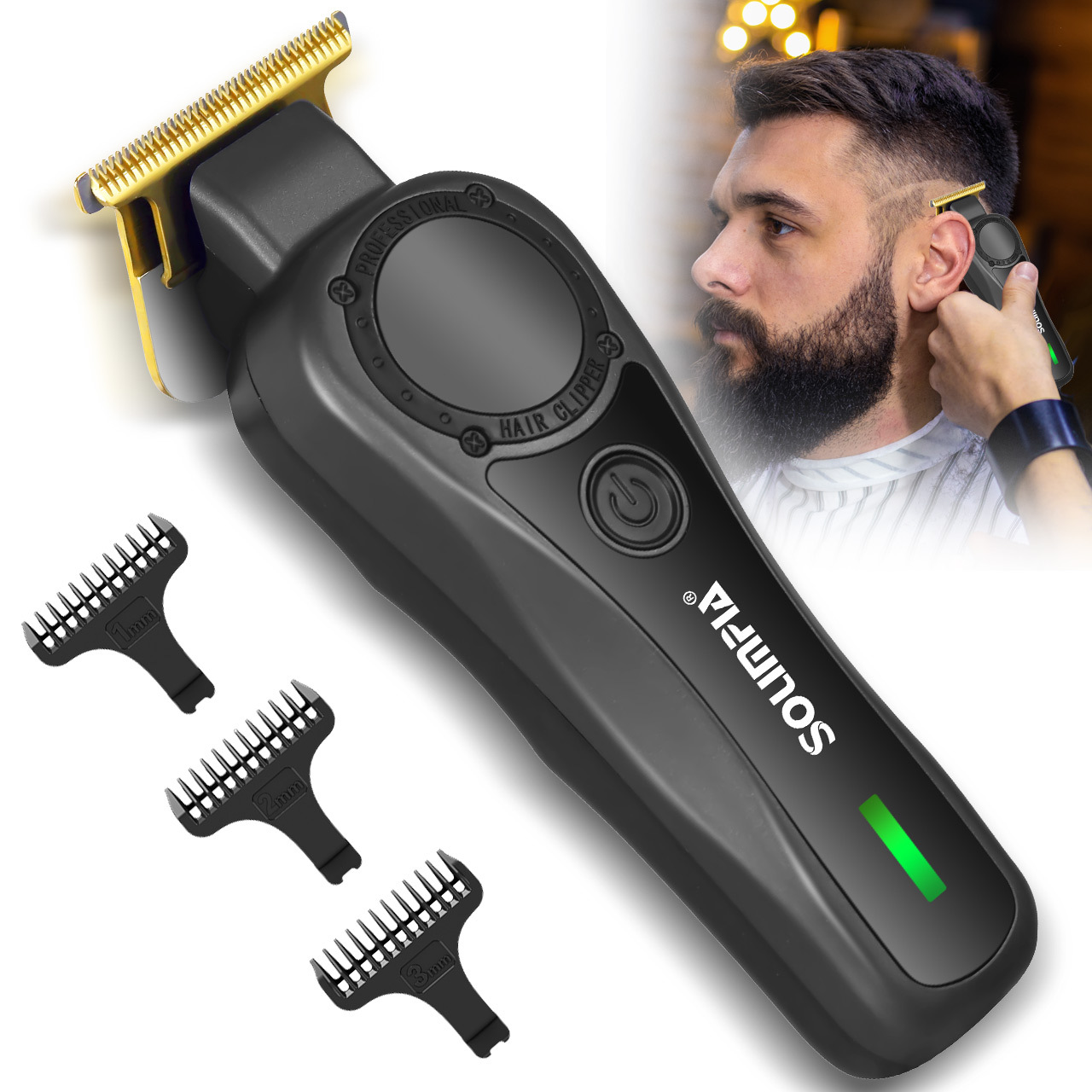 SOLIMPIA cortador de pelo retro para hombres afeitador eléctrico USB recargable cabeza de aceite de peluquería tallado tijeras de empuje