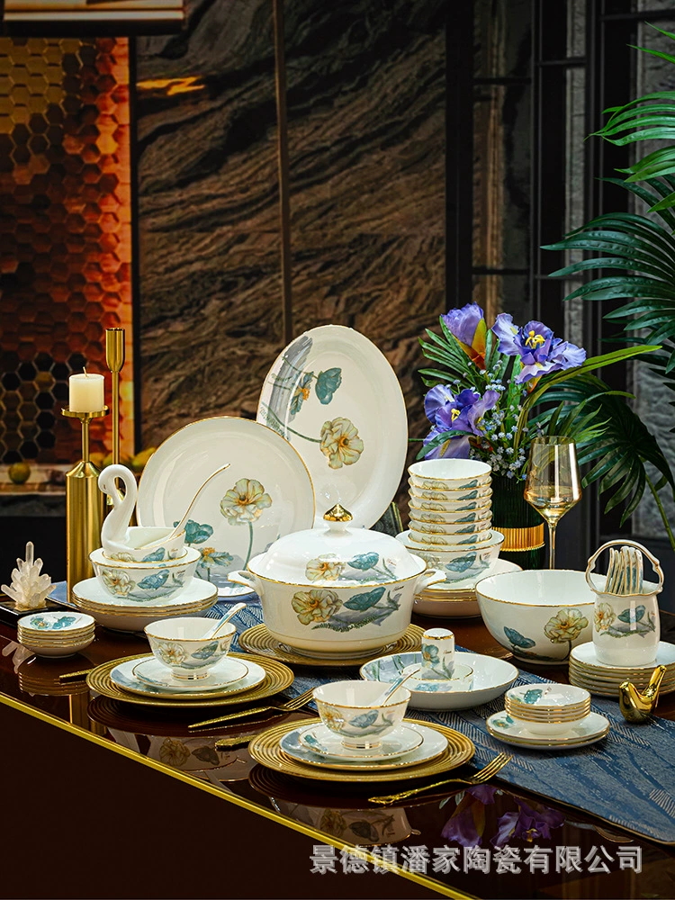 Tableware, set, 2023, Chinese style, light luxury style, high-quality style