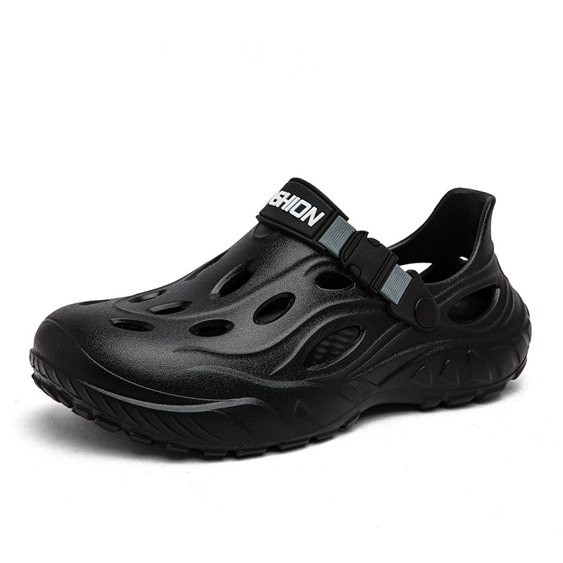 Pisar zapatos con agujeros de mierda, tendencia de verano para hombres, zapatillas de tacón exterior, suela gruesa, antideslizante, sandalias de playa al aire libre resistentes al desgaste