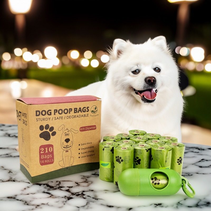 Bolsas biodegradables transfronterizas para excrementos de gatos, bolsas para desechos de mascotas, bolsas para excrementos de perros, bolsas para recoger excrementos, dispensador.