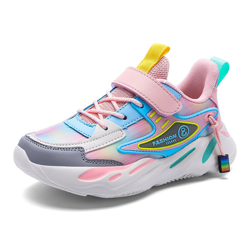 Children's shoes with double mesh surface, suitable for 6-12 years old, casual shoes for spring and autumn, breathable mesh shoes, versatile for girls, student sports shoes.