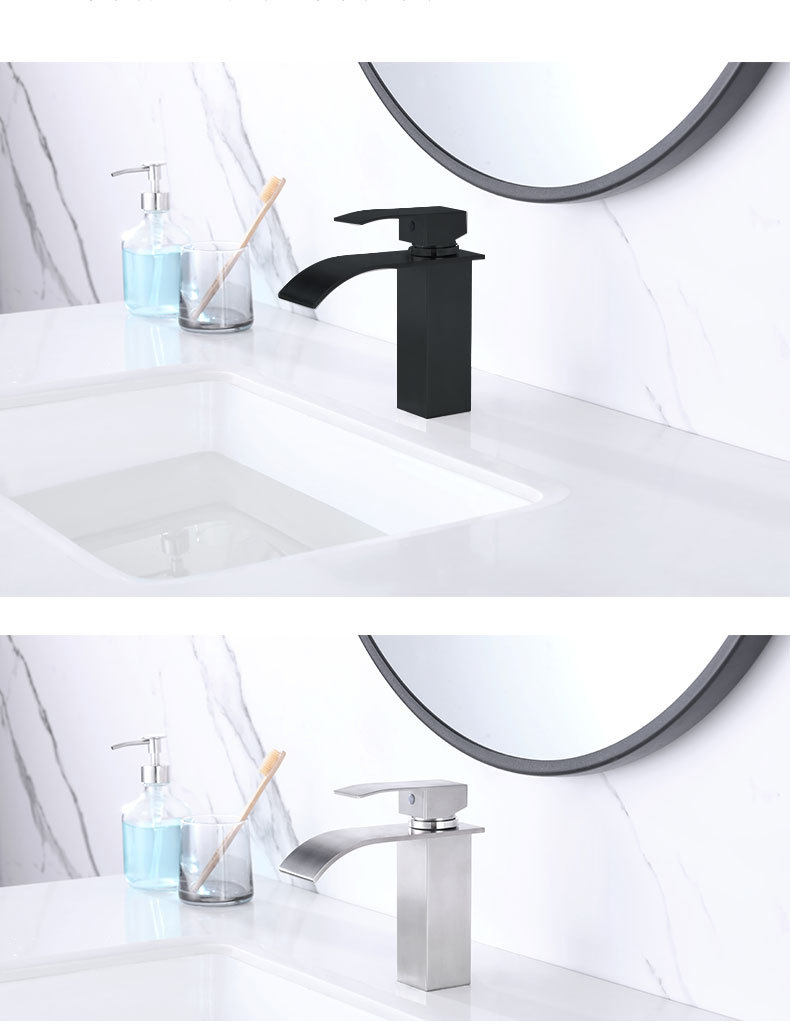 European-style brushed gold 304 stainless steel washbasin, hot and cold bathroom ceramic basin, single-hole countertop basin, waterfall faucet undefined