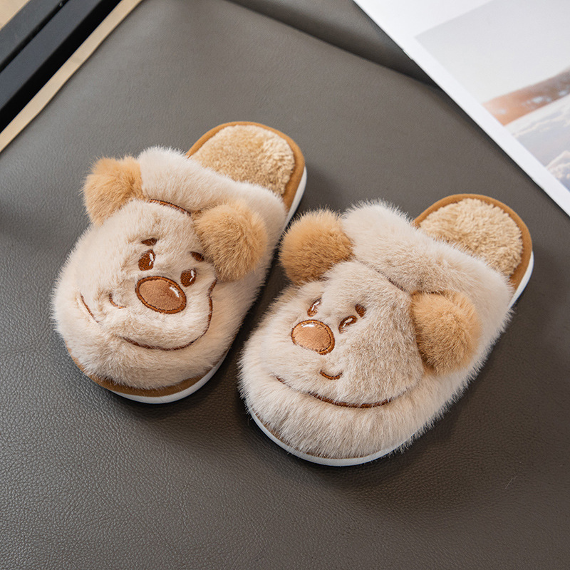 New invierno hogar antideslizante calentamiento zapatillas de algodón niñas niños 2025 bebé dibujos animados niños zapatillas de algodón