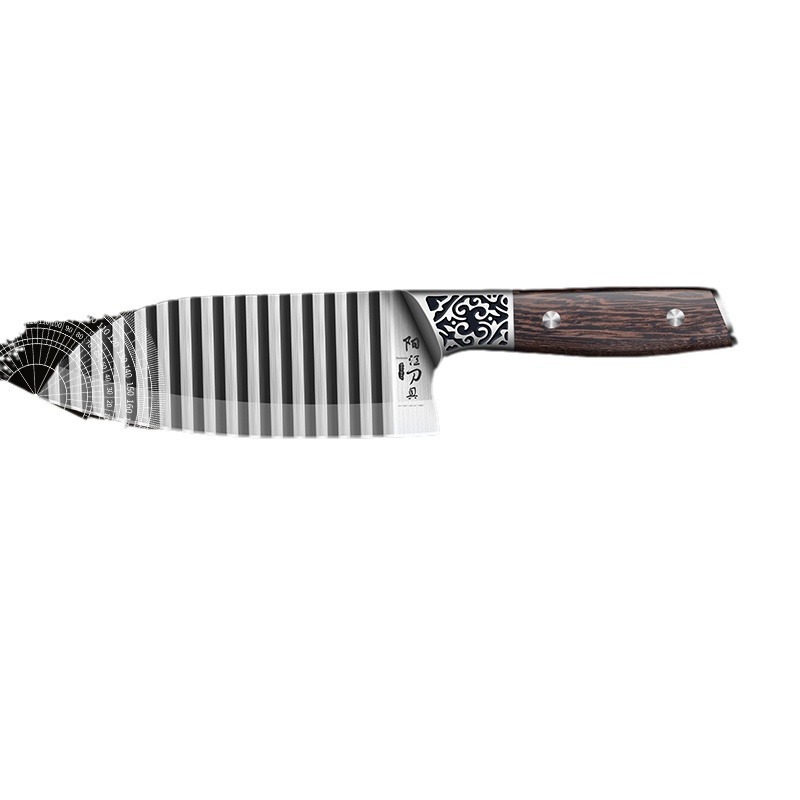 Corrugado nuevo regalo de dientes de lobo de patata cortador de verduras multifuncional 304 cuchillo de acero inoxidable cuchillo de onda