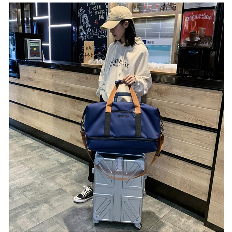 Bolsa de viaje de gran capacidad carta bordado húmedo y seco de separación bolsa de fitness almacén de zapatos independiente viaje de negocios bolsa de viaje de embarque