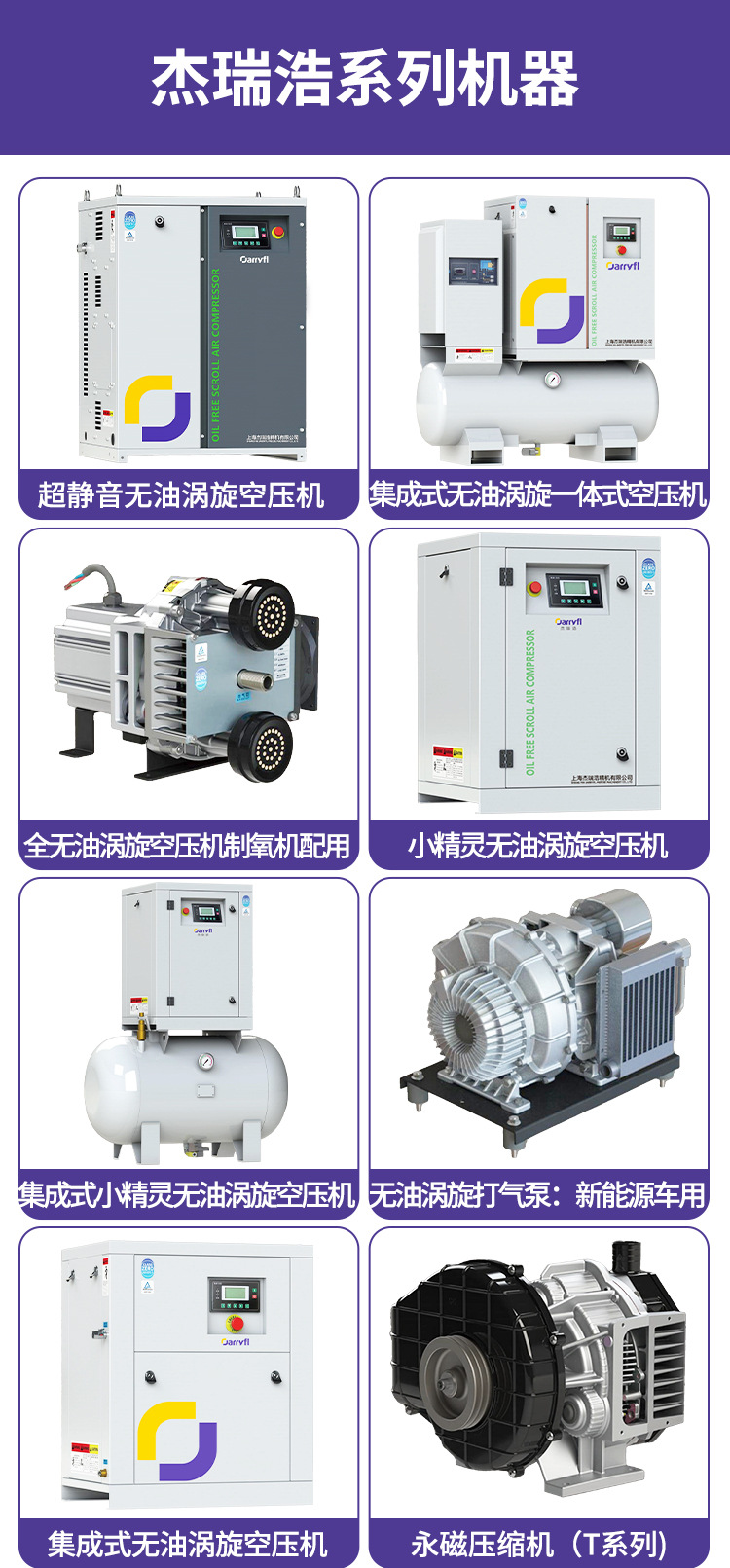 Oil-Free Scroll Air Compressor New Energy Vehicle Engineering Rail Transit Passenger Car Truck Silent 220V 8Bar
