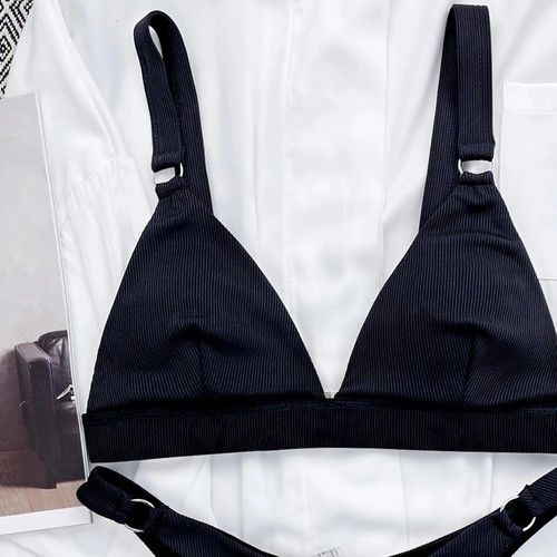 2025 New Model Cross-border Solid Color Mesh Sexy Split Bikini for European and American Import and Export Two-Piece Swimwear Available