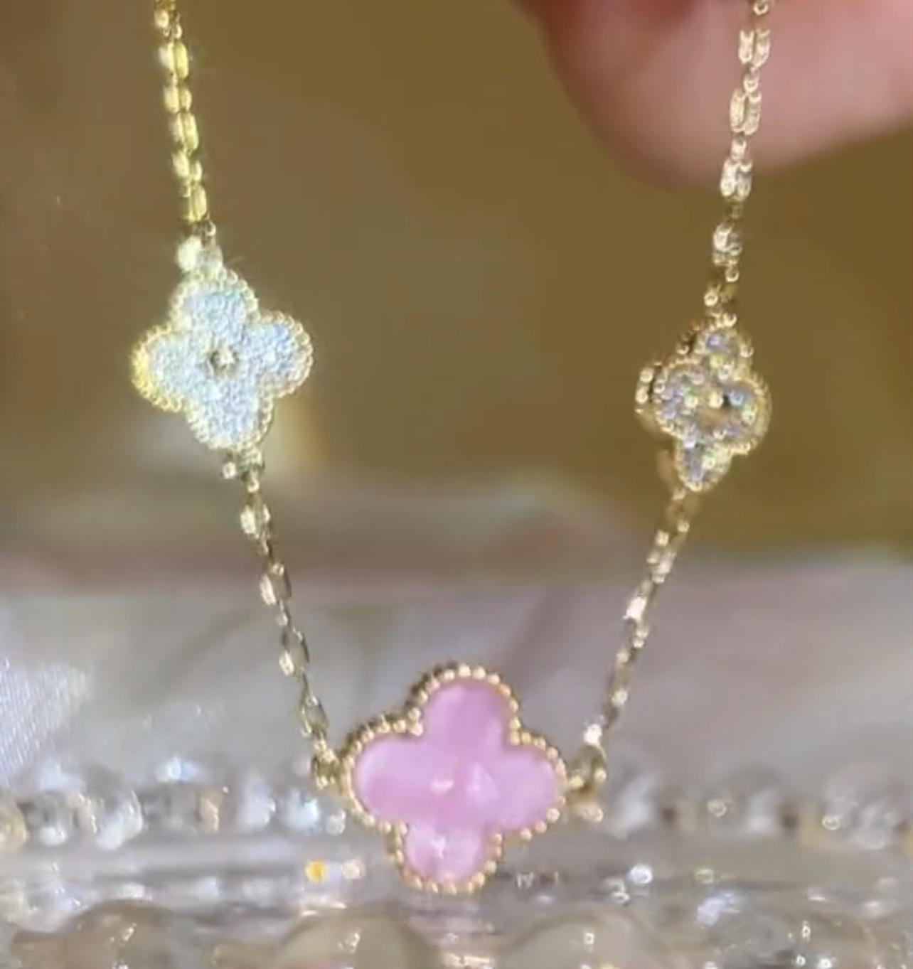 Fashion Simple Style Four Leaf Clover Copper Flowers Zircon Bracelets