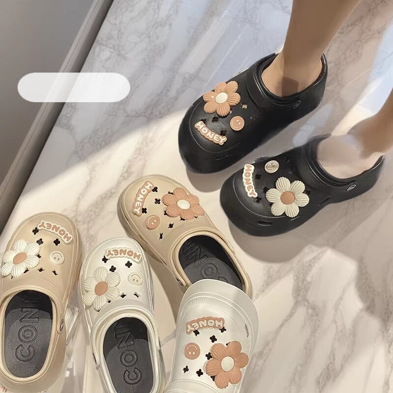 Platform Garden Shoes, Summer Fashionable Outdoor High-Heeled Sandals, Dual-Use Beach Sandals, Comfortable Thick-Soled Clogs for Women