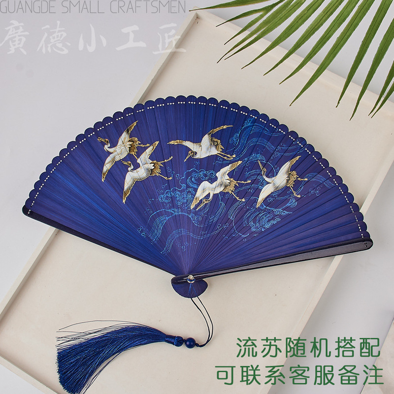 全竹折扇新中国風ミニ扇子古風チャイナドレス小折扇レトロ持ち歩き折り畳み扇女|undefined