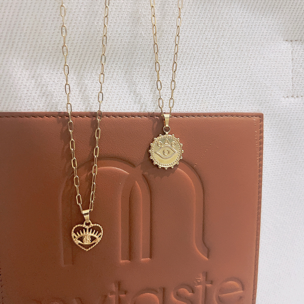 Fashion Round Devilu0027S Eye Heart Shape Stainless Steel Titanium Steel Plating Hollow Out Pendant