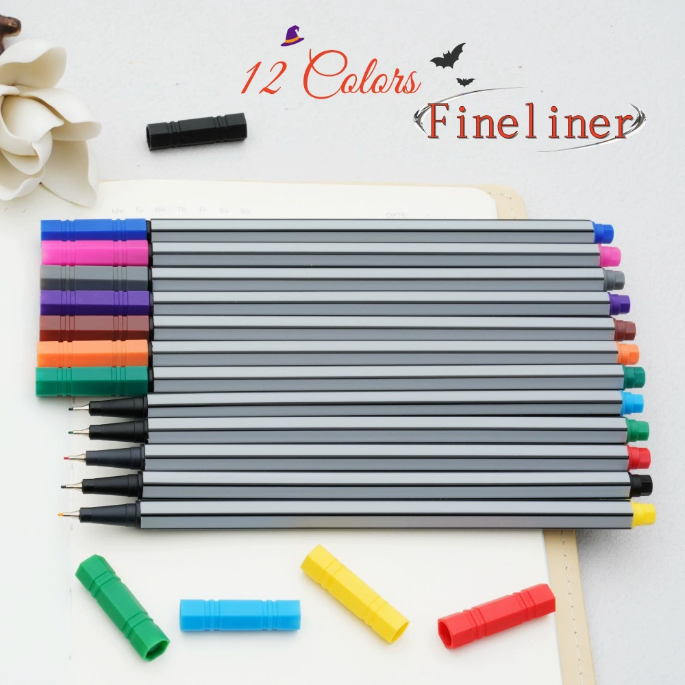 Набор цветных линеров 0,4 мм для трансграничной торговли, 12 цветов для маркировки, ведения дневника, рисования, творческих работ.