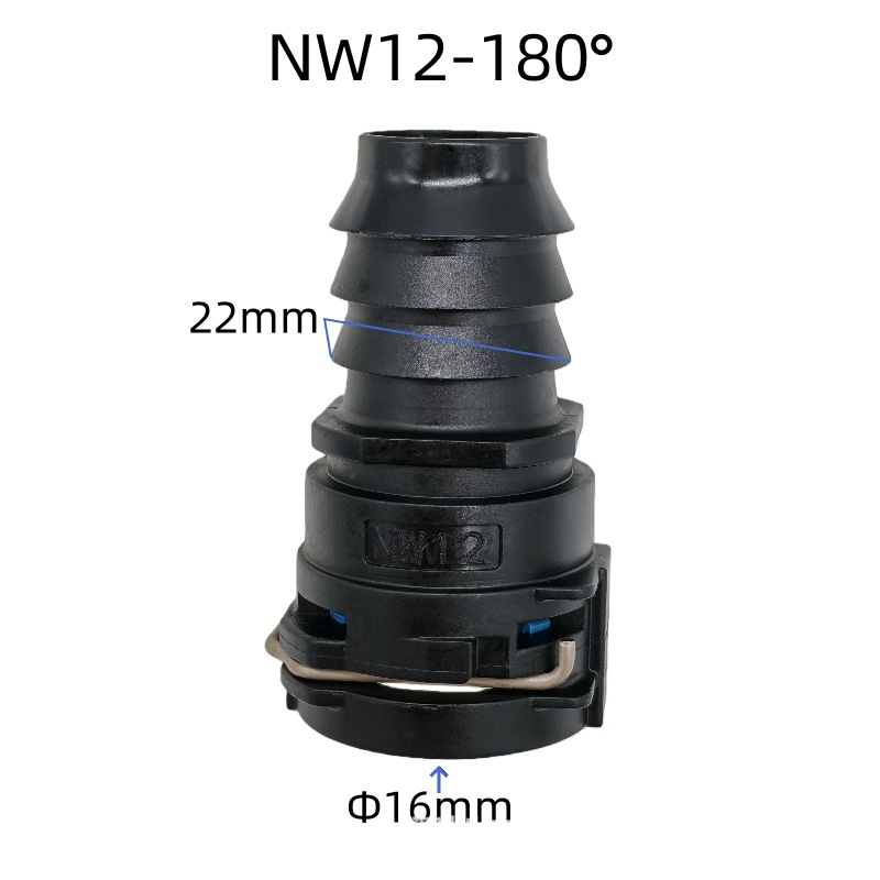Nw12 Straight Cooling Water Pipe Connector, Warm Air Water Pipe Connector with an Inner Diameter of about 16mm, 180-Degree Plastic Black Connector