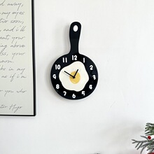 创意卡通钟表铁锅煎蛋荷包蛋挂钟静音免打孔时尚钟表现代简约时钟
