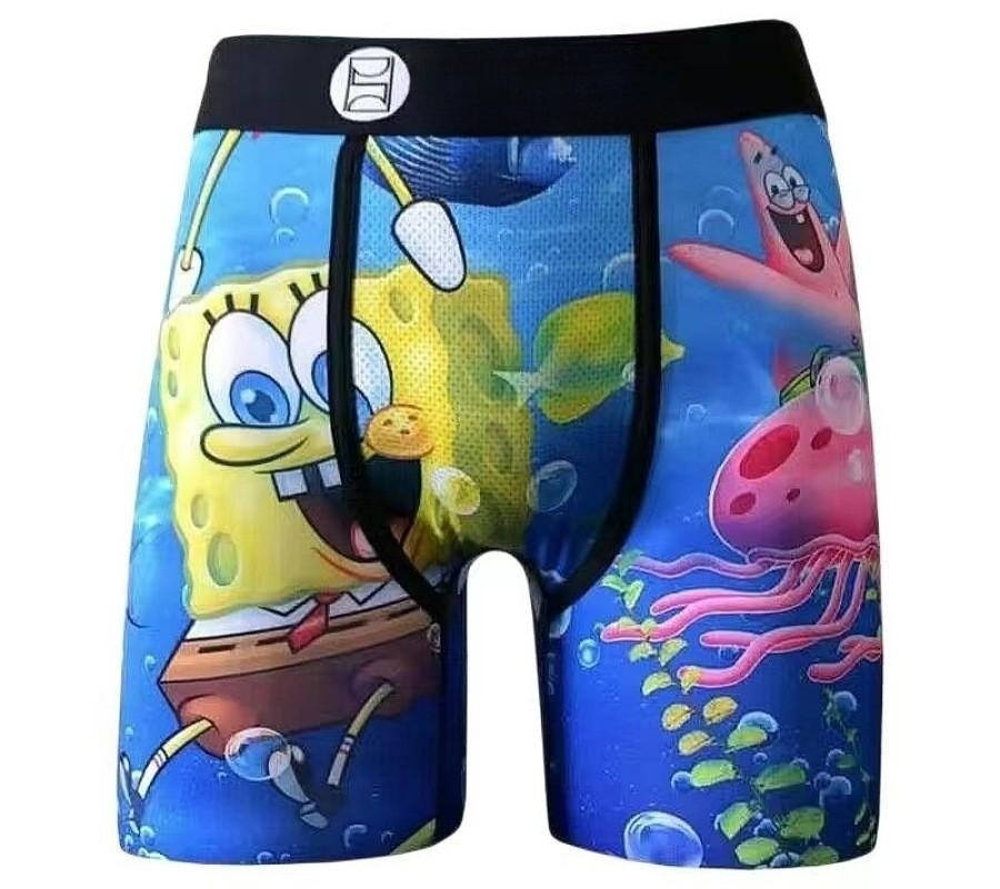 Marca de moda PSD seda de hielo pantalones cortos de poliéster pantalones de playa estampados anime deportes cómodos correr bóxer calzoncillos para hombres