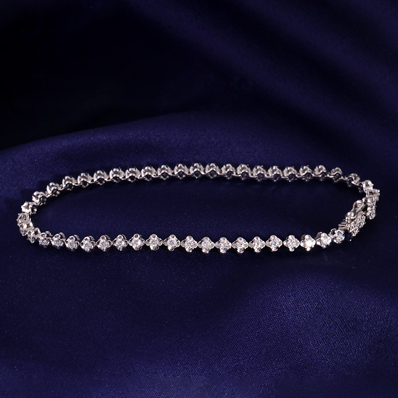 Fashionable Trendy Jewelry Moissanite Bracelet 18K Round Full Diamond European and American Moissanite Bracelet Custom-Made Upon Request