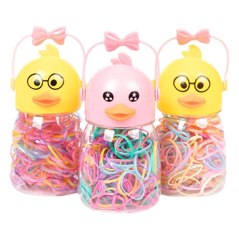 Nueva lindo barril tocado color negro fuerte tirón constantemente banda de pelo pequeña banda de goma para niños cuerda de pelo banda de goma desechable