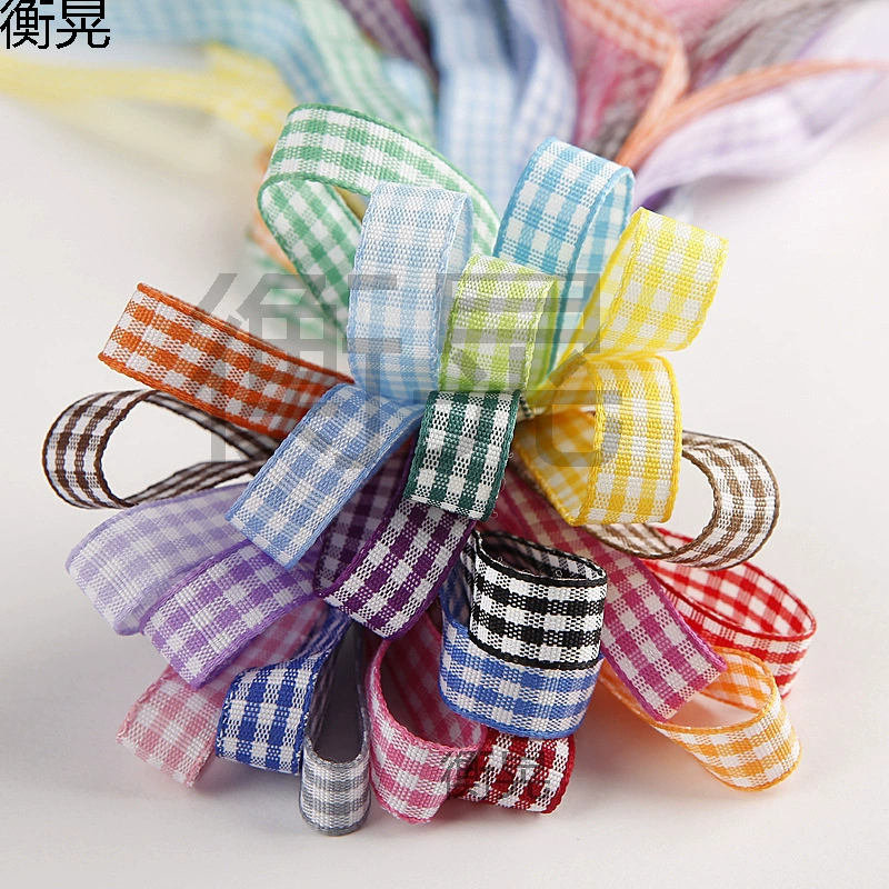 Полиэстеровая клетчатая лента ручной работы для DIY аксессуаров для волос, бантов, украшений, подарков, упаковки тортов и цветов