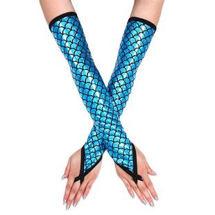 S 94899 Fish Scale Print Fingers Glove �~�[©ָ����