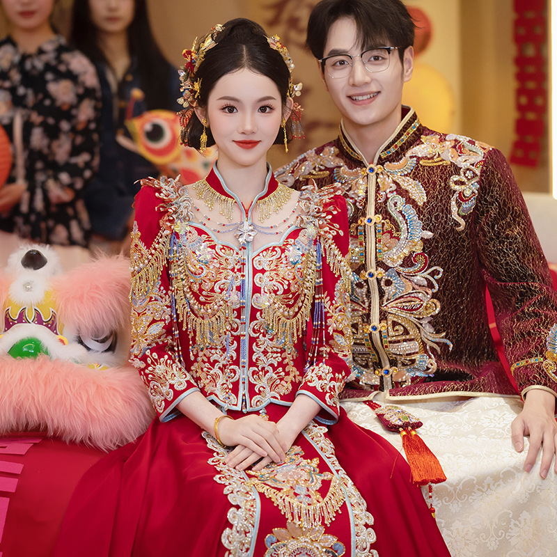 Jinyuer 高級中国風秀和服ウェディングドレス 2025 新しいブライダルウェディングドレス結婚式の外出ドレス乾杯ドレス|undefined