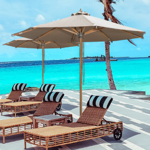 Outdoor Polyester Sunshade Courtyard Rainproof Sunscreen Garden Middle Pillar Umbrella Cafe Hotel Terrace Beach Sun Umbrella