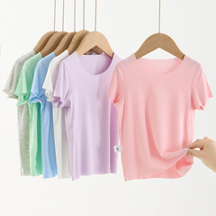 Children's T-shirt Summer New Short Sleeve Korean Version Baby Round Neck Loose Solid Color Modal Baby Girls Top