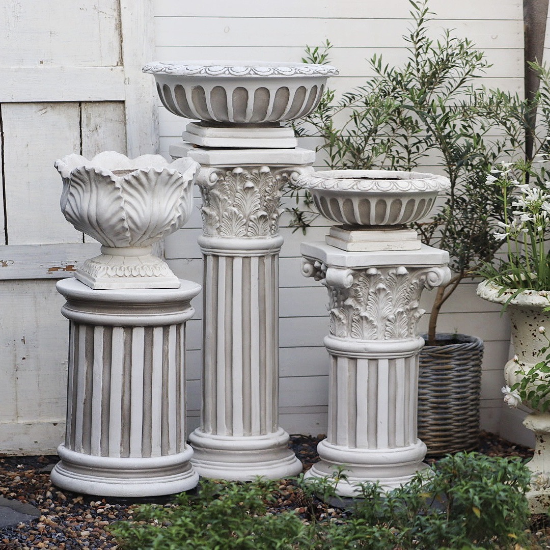 Directo de fábrica Europea columna romana maceta vintage gris colección jardín patio Villa decoración artesanía