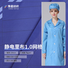 廠貨靜電里布1.0網格布 新款滌綸條紋防護服工作服防靜電里布面料