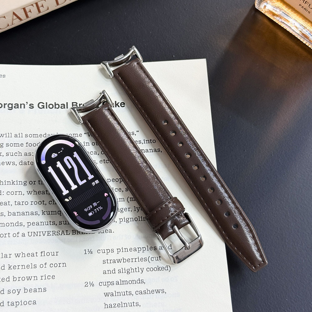 Suitable for Xiaomi Mi Band 10 Watch Strap Xiaomi 8/9Nfc Version Fashionable Plain Pin Buckle Leather Women's Wrist Strap Watch Strap